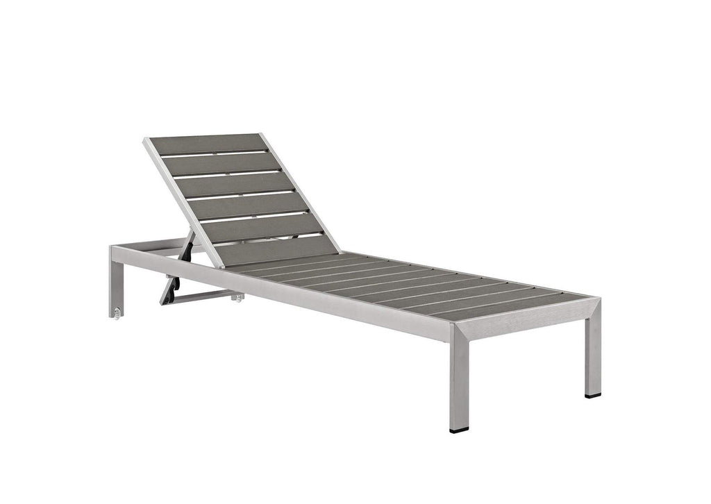 EEI-2467-SLV-GRY-SET Shore Outdoor Patio Aluminum Chaise Set Of 2 By Modway