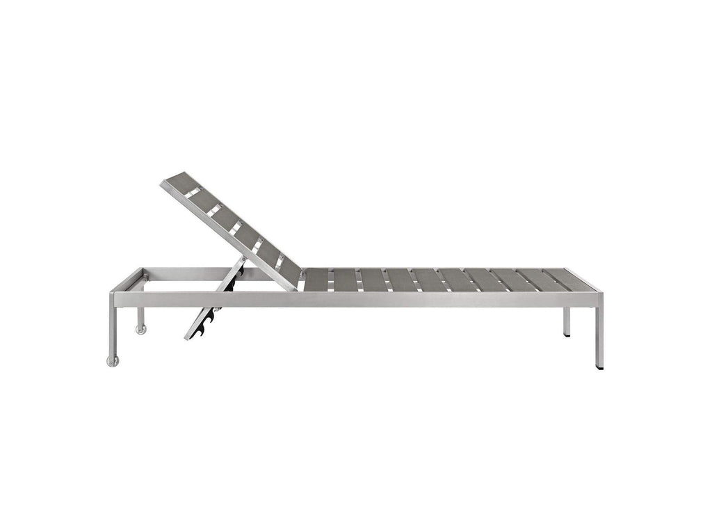 EEI-2467-SLV-GRY-SET Shore Outdoor Patio Aluminum Chaise Set Of 2 By Modway