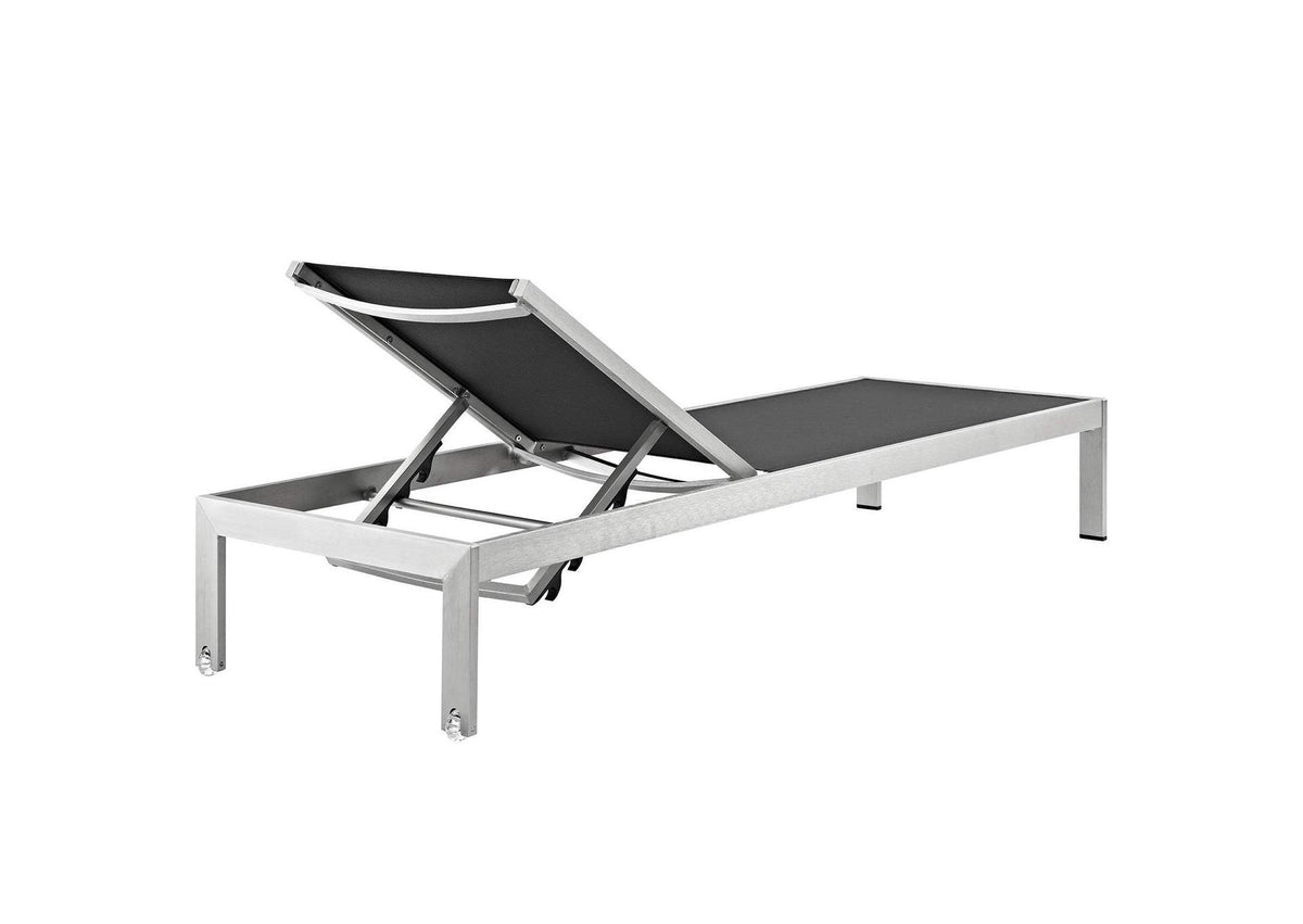 EEI-2470-SLV-BLK-SET Shore 2 Piece Outdoor Patio Aluminum Set By Modway