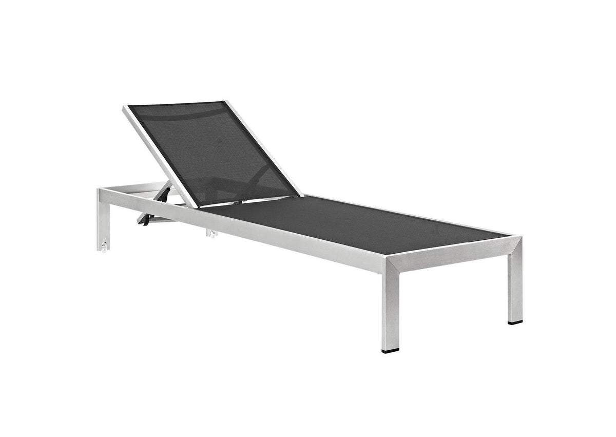EEI-2472-SLV-BLK-SET Shore Outdoor Patio Aluminum Chaise Set Of 2 By Modway