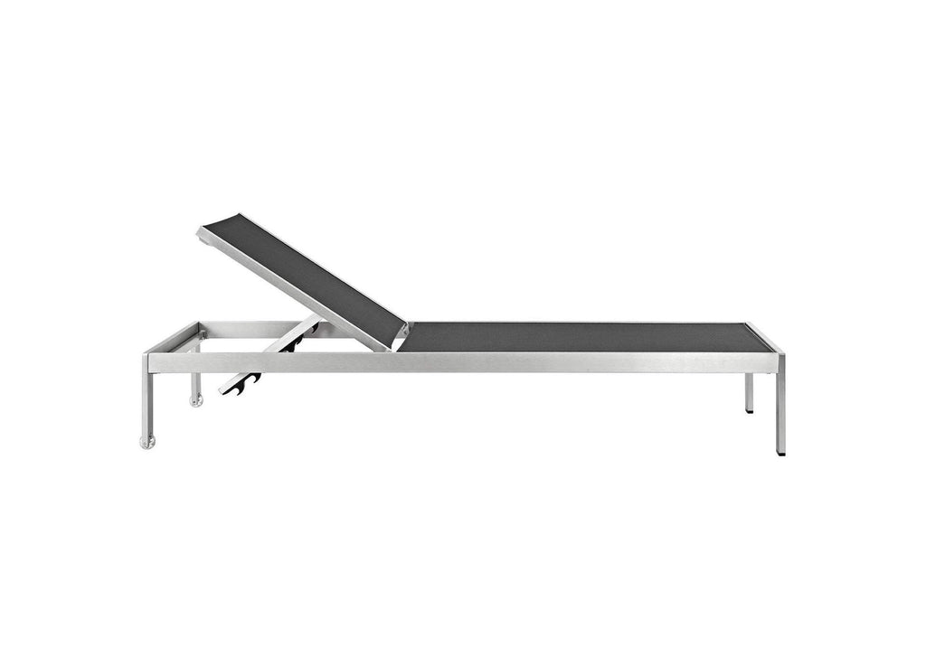 EEI-2472-SLV-BLK-SET Shore Outdoor Patio Aluminum Chaise Set Of 2 By Modway