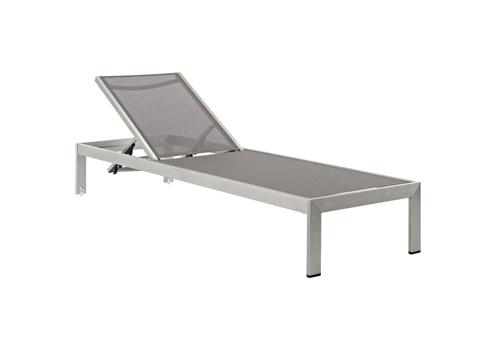 EEI-2472-SLV-GRY-SET Shore Outdoor Patio Aluminum Chaise Set Of 2 By Modway