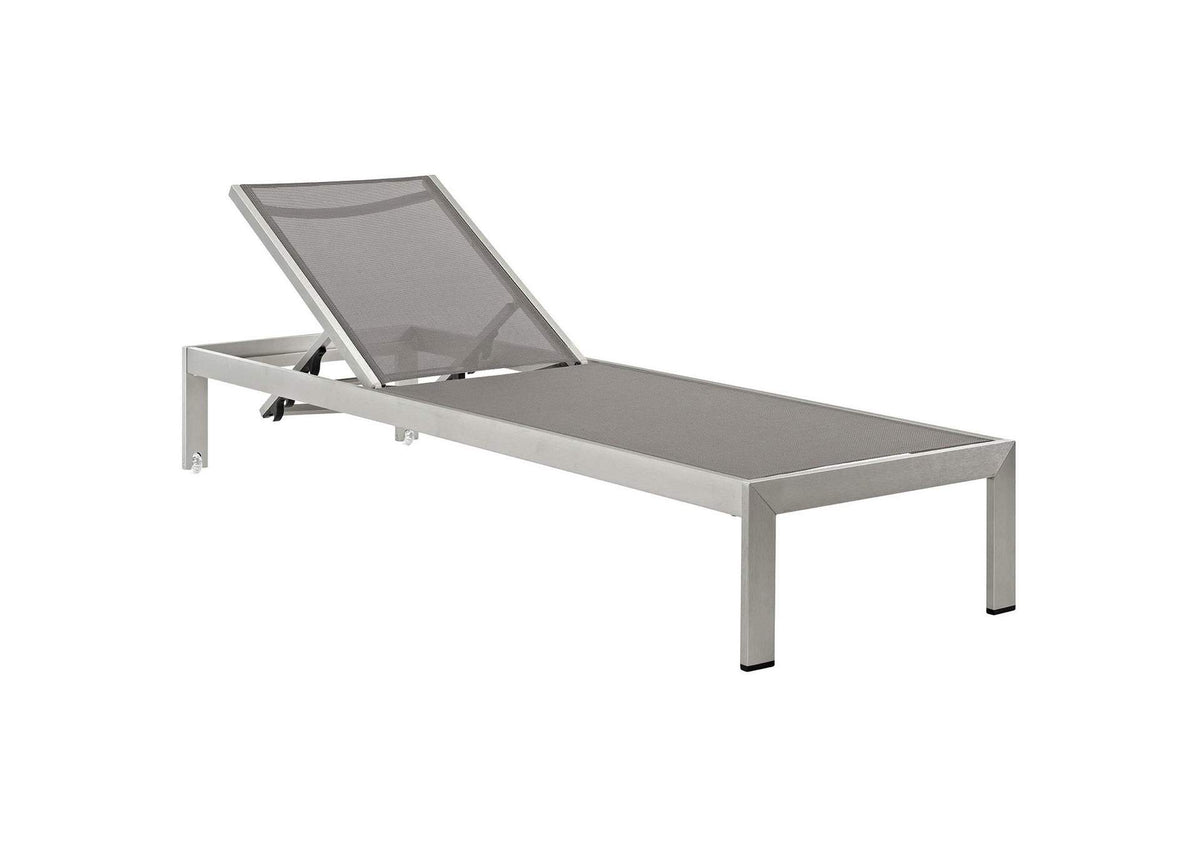 EEI-2472-SLV-GRY-SET Shore Outdoor Patio Aluminum Chaise Set Of 2 By Modway