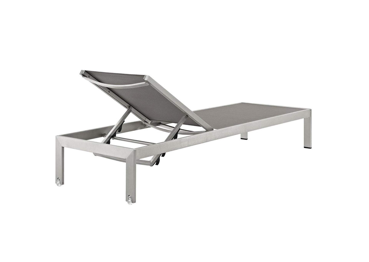 EEI-2472-SLV-GRY-SET Shore Outdoor Patio Aluminum Chaise Set Of 2 By Modway