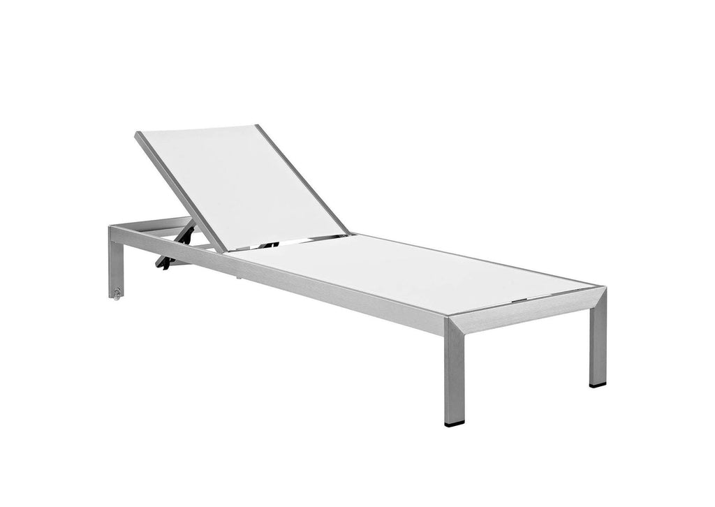 EEI-2472-SLV-WHI-SET Shore Outdoor Patio Aluminum Chaise Set Of 2 By Modway