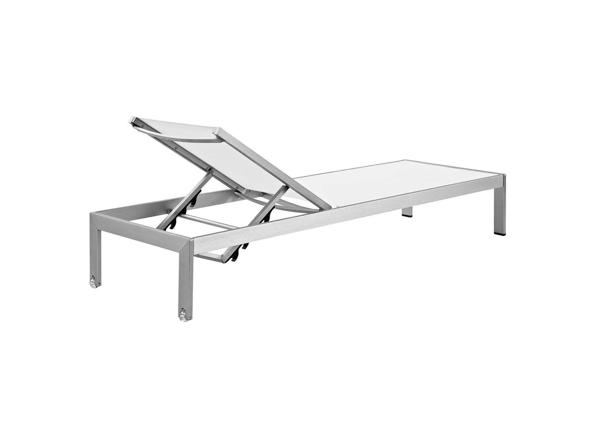 EEI-2472-SLV-WHI-SET Shore Outdoor Patio Aluminum Chaise Set Of 2 By Modway