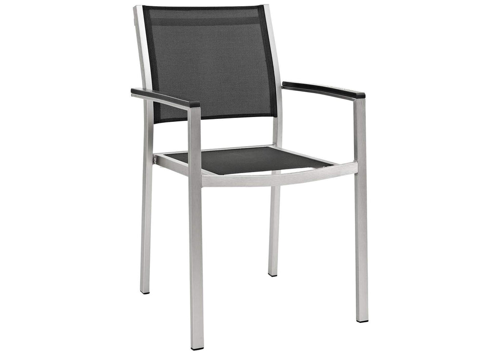 EEI-2483-SLV-BLK-SET Shore 5 Piece Outdoor Patio Aluminum Dining Set By Modway