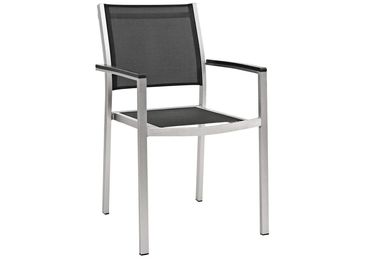 EEI-2483-SLV-BLK-SET Shore 5 Piece Outdoor Patio Aluminum Dining Set By Modway