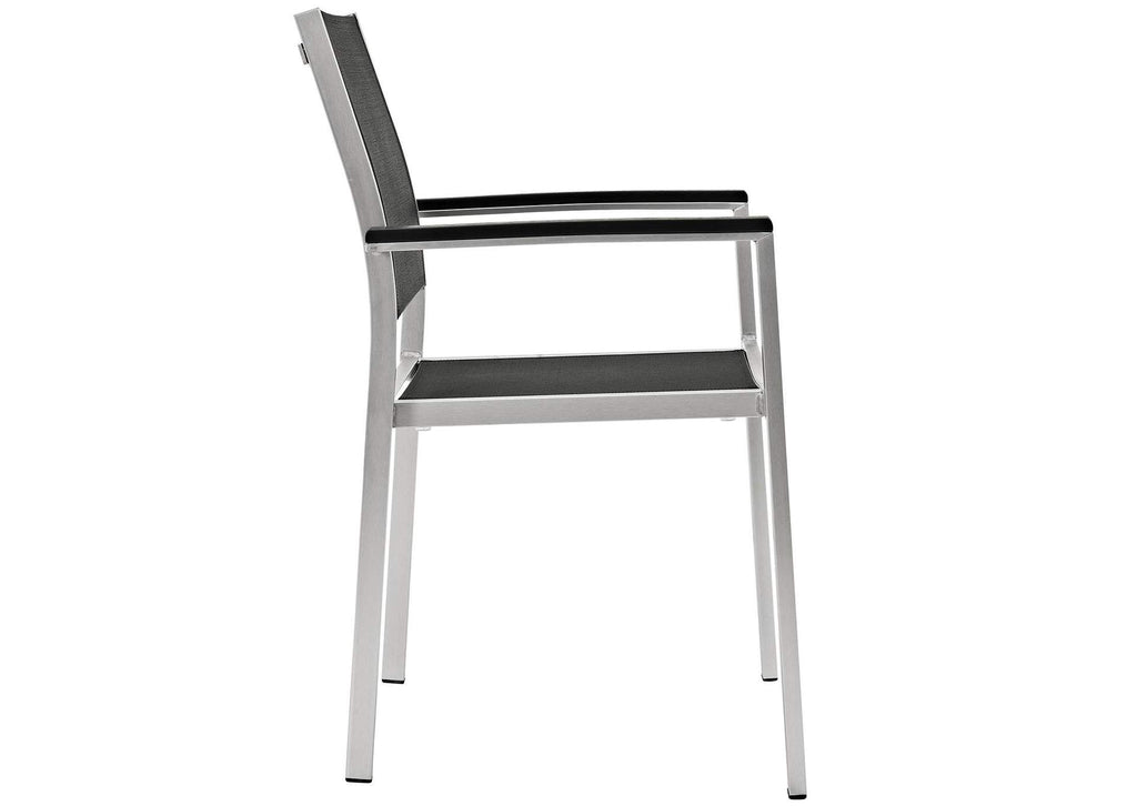 EEI-2483-SLV-BLK-SET Shore 5 Piece Outdoor Patio Aluminum Dining Set By Modway