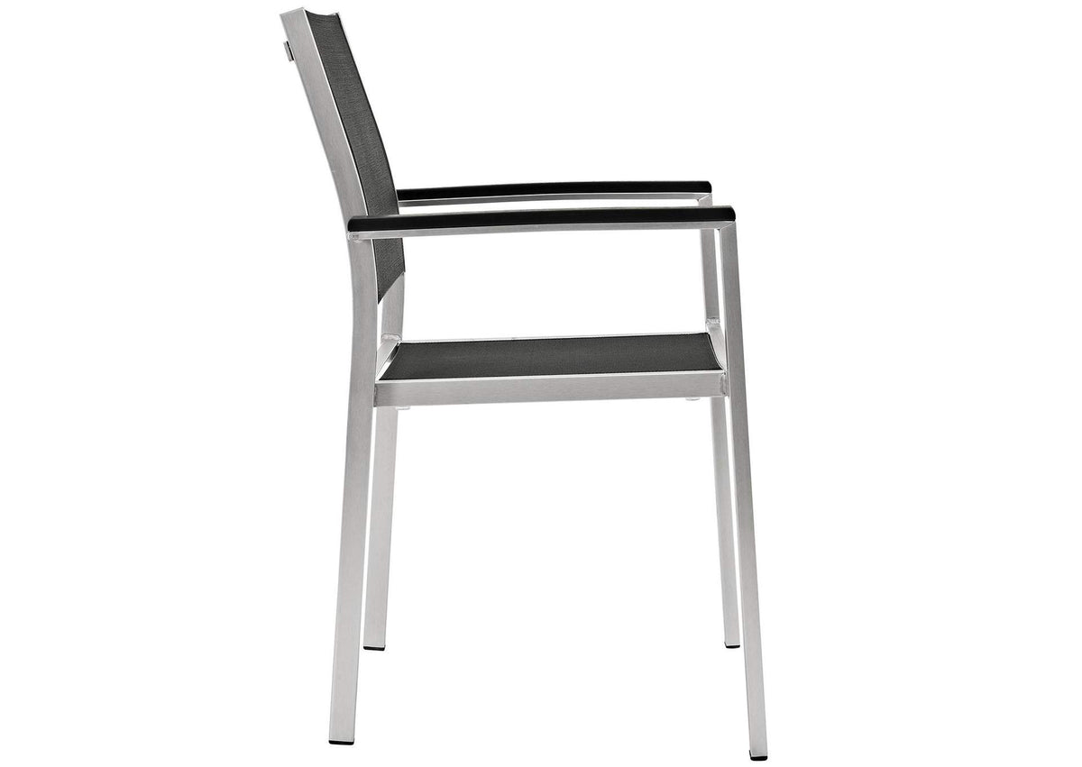 EEI-2483-SLV-BLK-SET Shore 5 Piece Outdoor Patio Aluminum Dining Set By Modway
