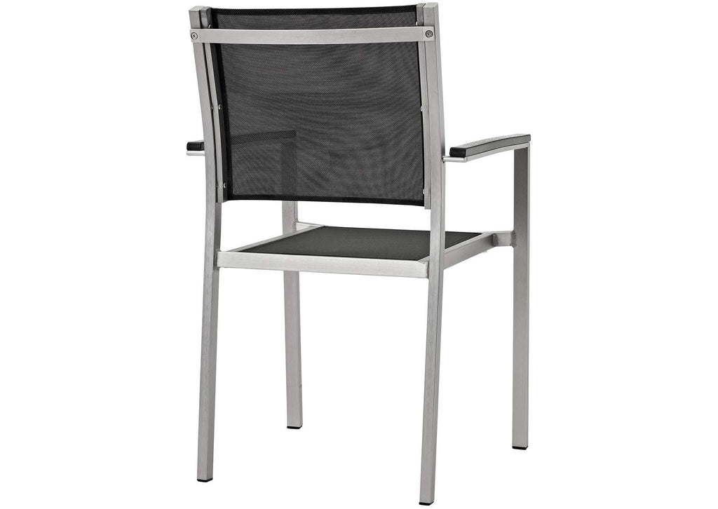 EEI-2483-SLV-BLK-SET Shore 5 Piece Outdoor Patio Aluminum Dining Set By Modway