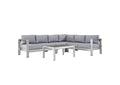 EEI-2557-SLV-GRY Shore 5 Piece Outdoor Patio Aluminum Sectional Sofa Set By Modway