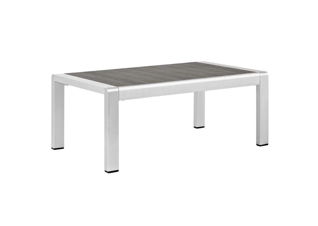 EEI-2557-SLV-GRY Shore 5 Piece Outdoor Patio Aluminum Sectional Sofa Set By Modway