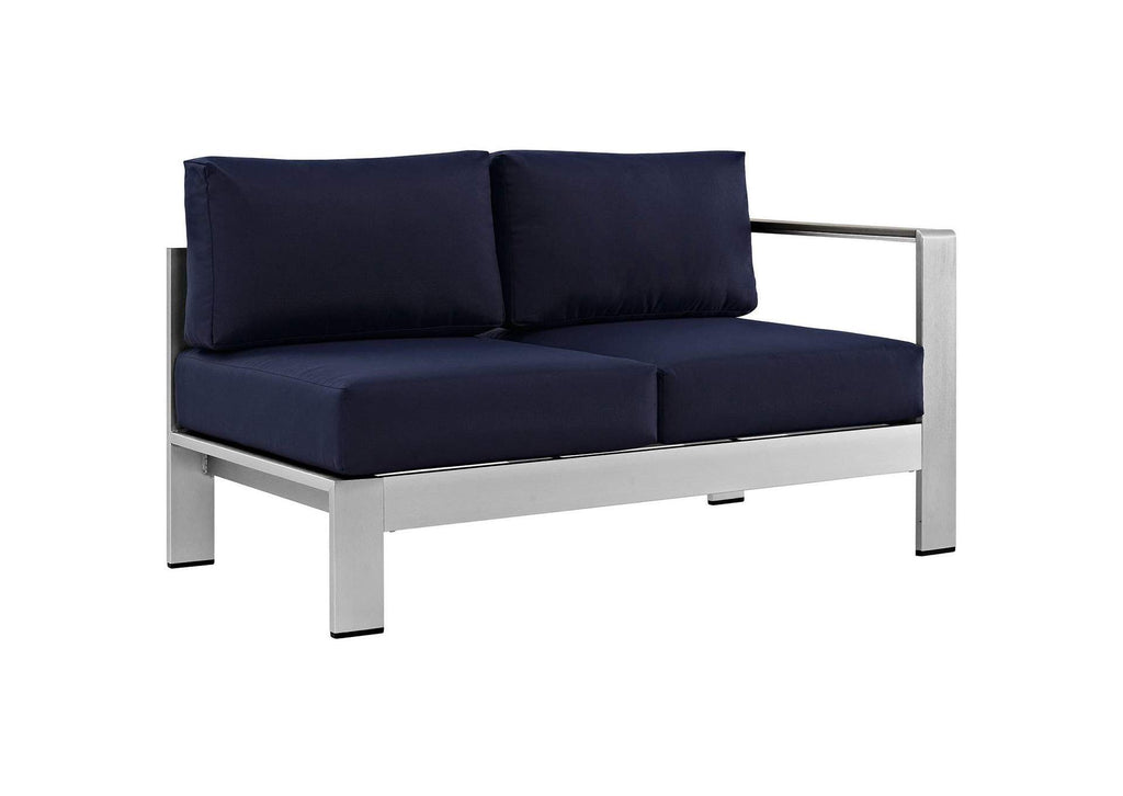 EEI-2565-SLV-NAV Shore 6 Piece Outdoor Patio Aluminum Sectional Sofa Set By Modway