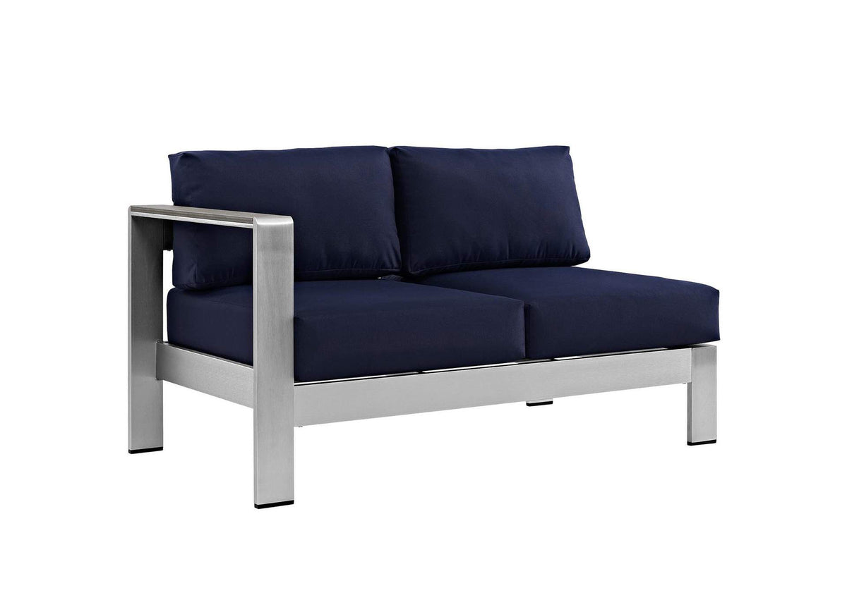 EEI-2566-SLV-NAV Shore 7 Piece Outdoor Patio Sectional Sofa Set By Modway