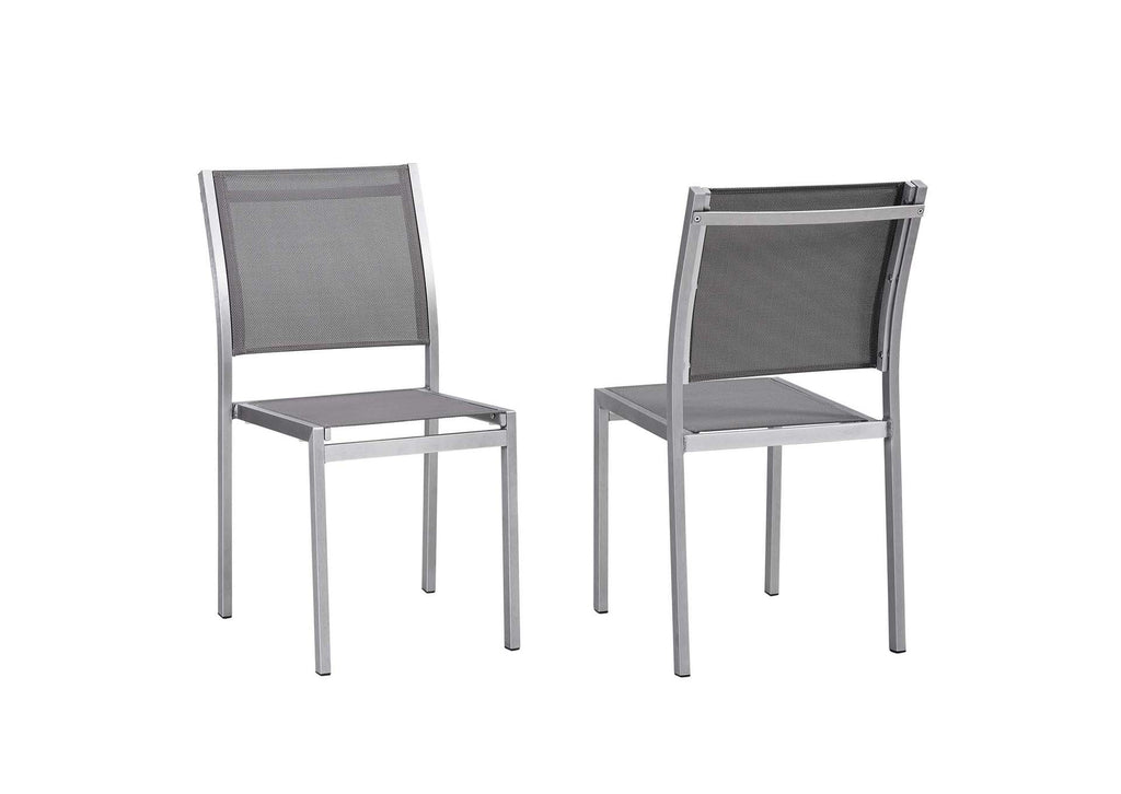 EEI-2585-SLV-GRY-SET Shore Outdoor Patio Aluminum Side Chair Set Of 2 By Modway