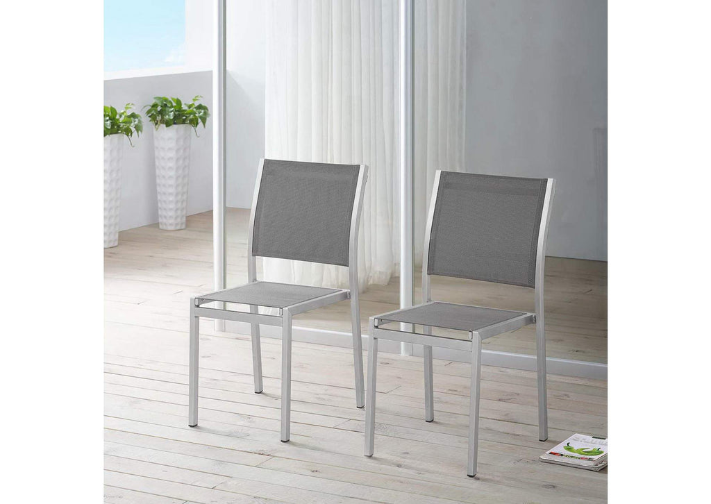 EEI-2585-SLV-GRY-SET Shore Outdoor Patio Aluminum Side Chair Set Of 2 By Modway
