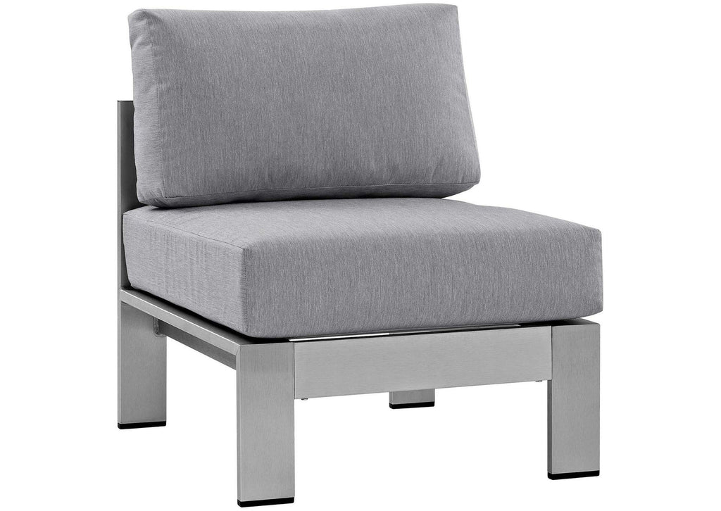 EEI-2598-SLV-GRY Shore 3 Piece Outdoor Patio Aluminum Sectional Sofa Set By Modway