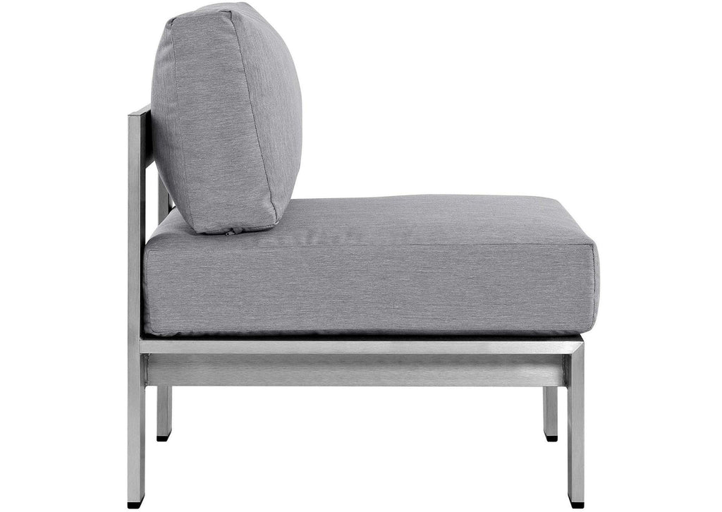 EEI-2598-SLV-GRY Shore 3 Piece Outdoor Patio Aluminum Sectional Sofa Set By Modway