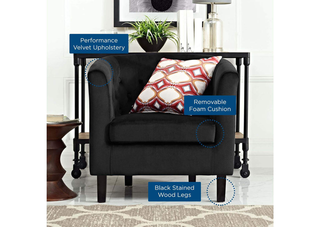 EEI-2613-BLK Prospect Performance Velvet Armchair By Modway