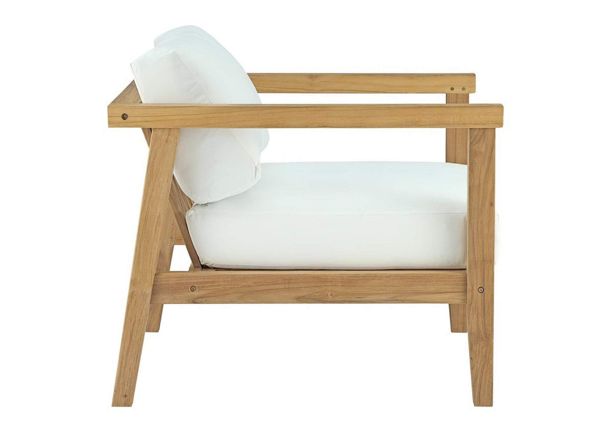 EEI-2695-NAT-WHI Bayport Outdoor Patio Teak Armchair By Modway