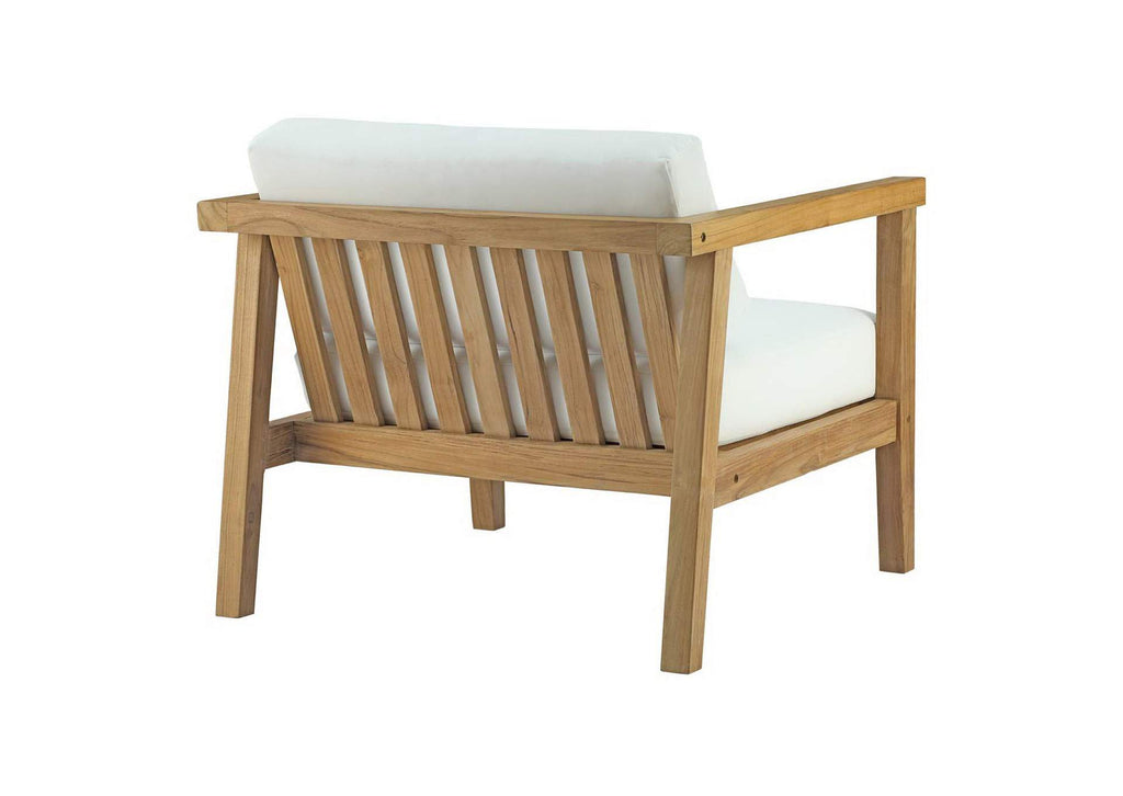 EEI-2695-NAT-WHI Bayport Outdoor Patio Teak Armchair By Modway