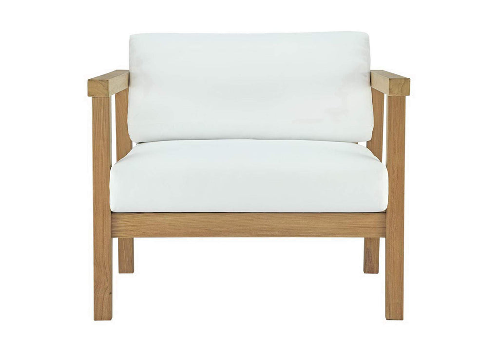 EEI-2695-NAT-WHI Bayport Outdoor Patio Teak Armchair By Modway