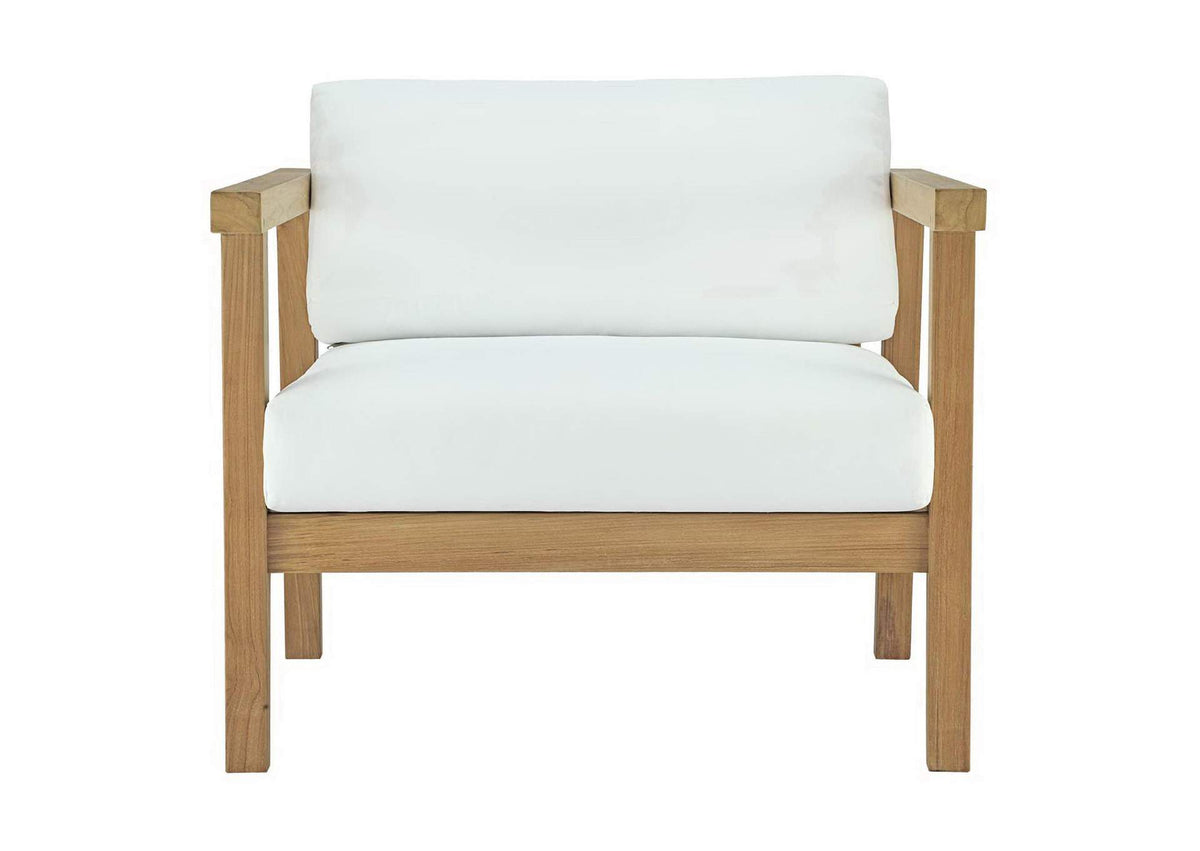 EEI-2695-NAT-WHI Bayport Outdoor Patio Teak Armchair By Modway