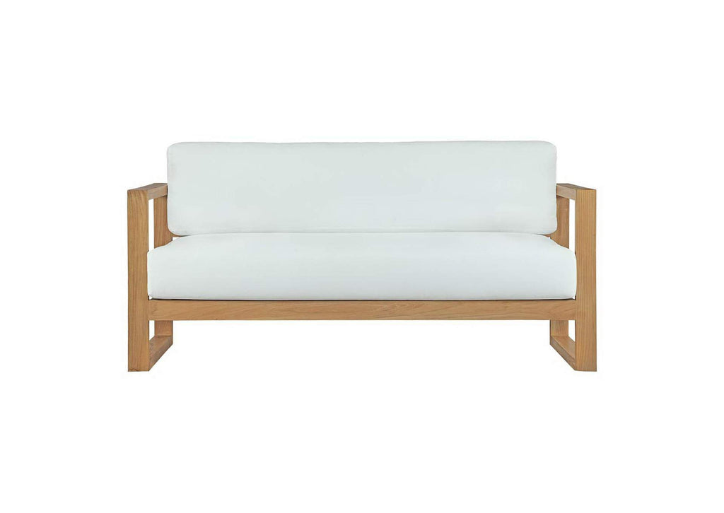 EEI-2707-NAT-WHI Upland Outdoor Patio Teak Sofa By Modway