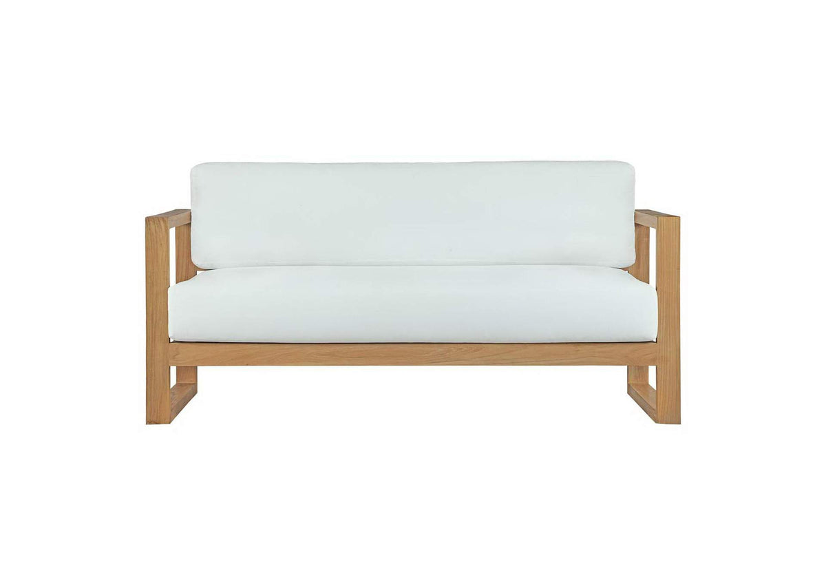 EEI-2707-NAT-WHI Upland Outdoor Patio Teak Sofa By Modway