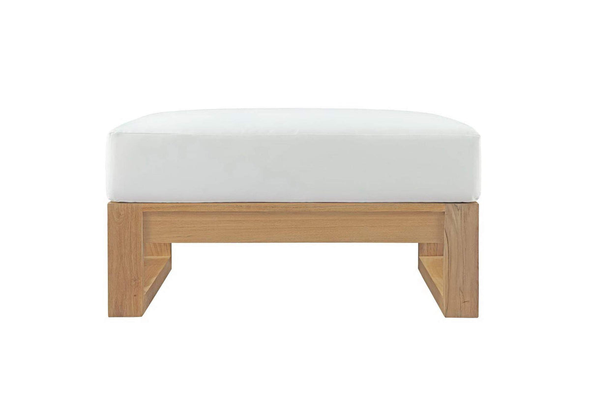 EEI-2708-NAT-WHI Upland Outdoor Patio Teak Ottoman By Modway