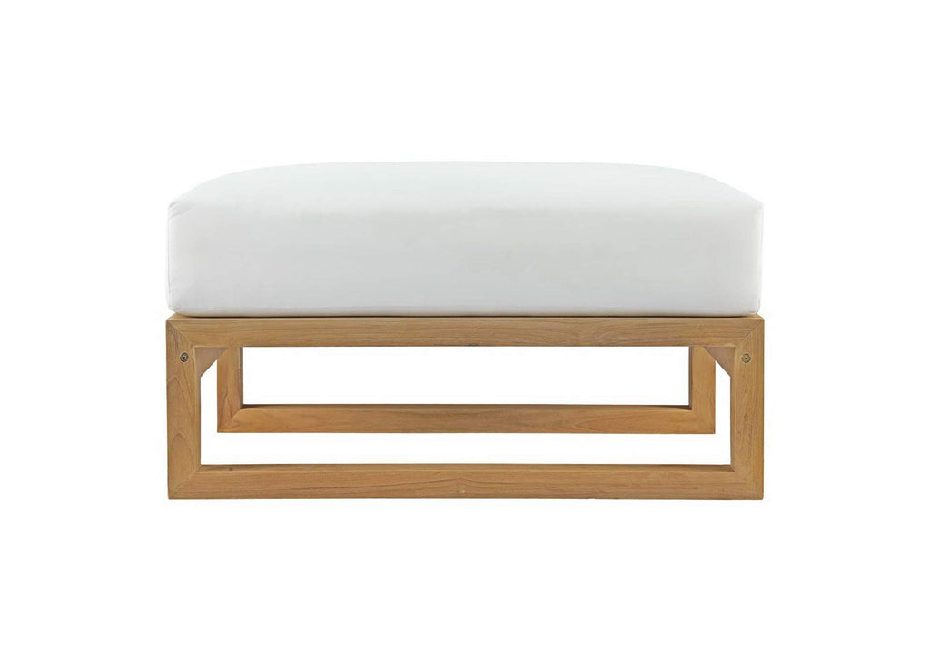EEI-2708-NAT-WHI Upland Outdoor Patio Teak Ottoman By Modway
