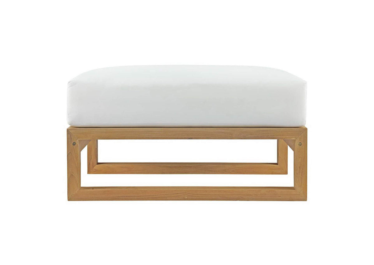 EEI-2708-NAT-WHI Upland Outdoor Patio Teak Ottoman By Modway