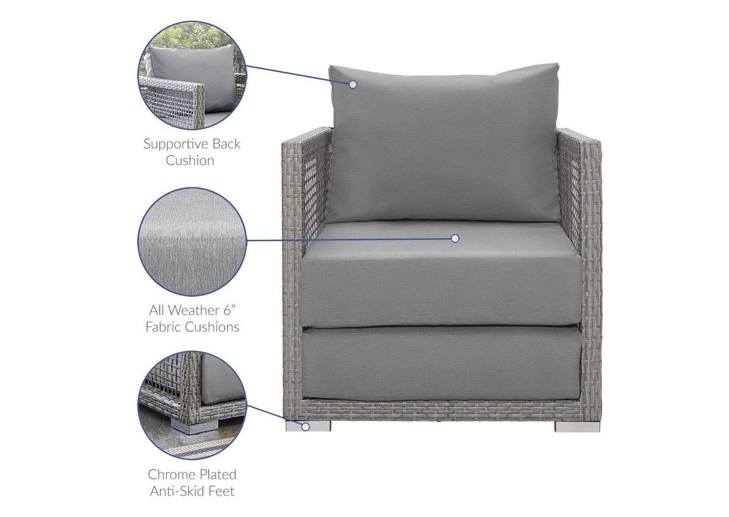EEI-2918-GRY-GRY Aura Rattan Outdoor Patio Armchair By Modway