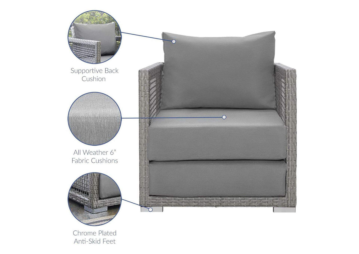 EEI-2918-GRY-GRY Aura Rattan Outdoor Patio Armchair By Modway