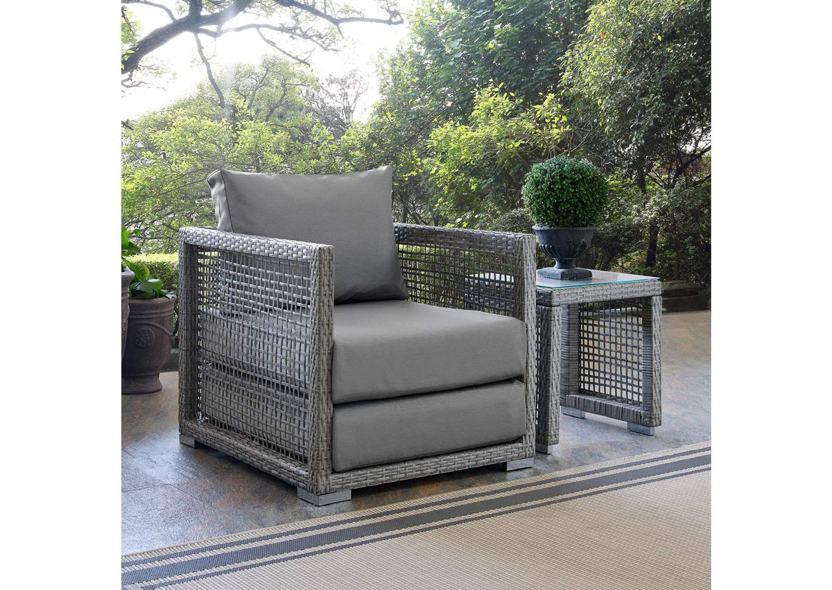 EEI-2918-GRY-GRY Aura Rattan Outdoor Patio Armchair By Modway