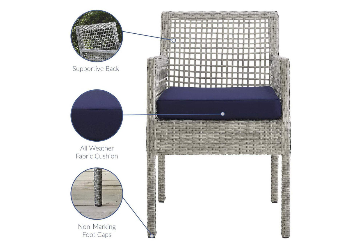 EEI-2920-GRY-NAV Aura Outdoor Patio Wicker Rattan Dining Armchair By Modway