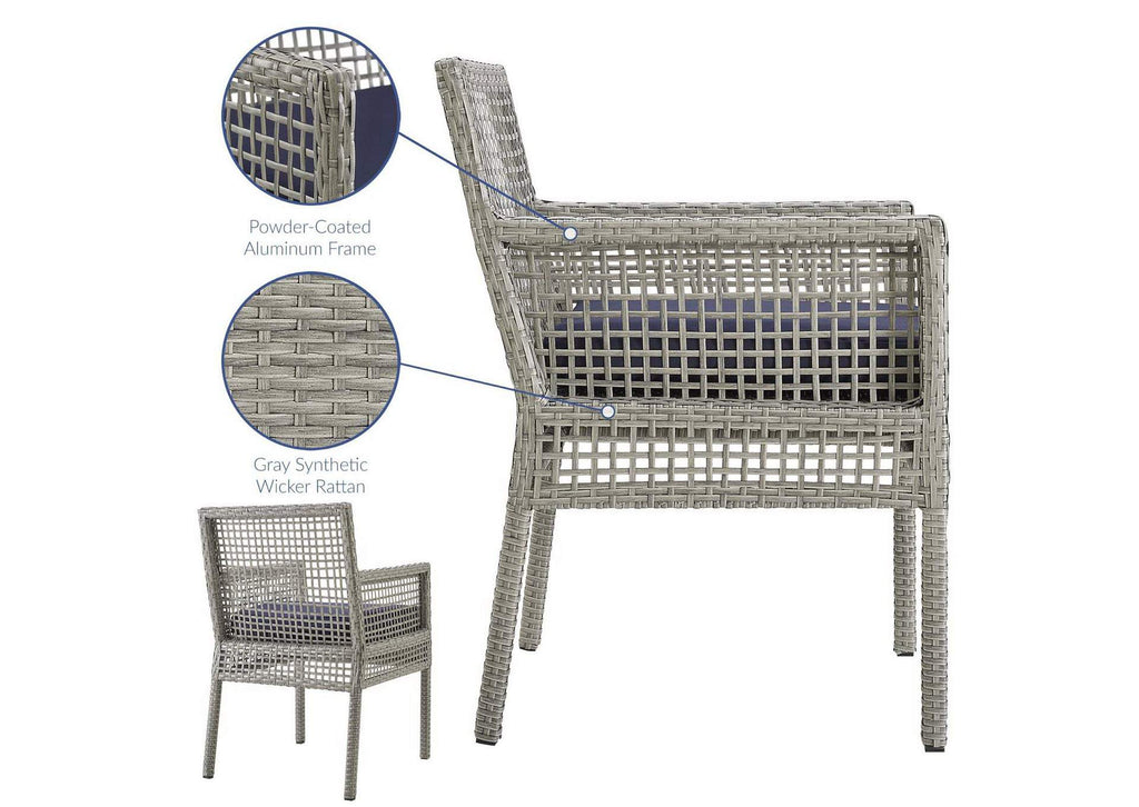 EEI-2920-GRY-NAV Aura Outdoor Patio Wicker Rattan Dining Armchair By Modway