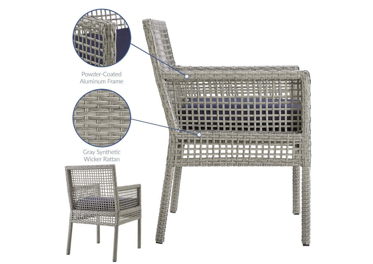 EEI-2920-GRY-NAV Aura Outdoor Patio Wicker Rattan Dining Armchair By Modway