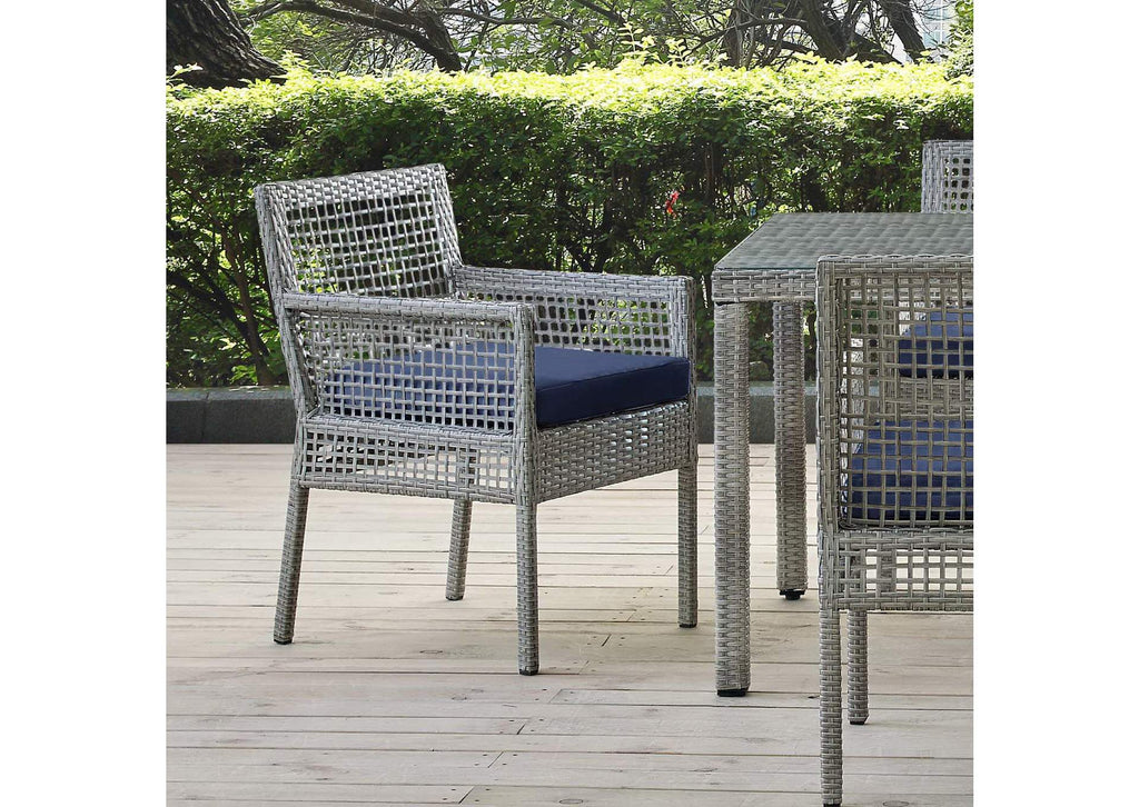 EEI-2920-GRY-NAV Aura Outdoor Patio Wicker Rattan Dining Armchair By Modway
