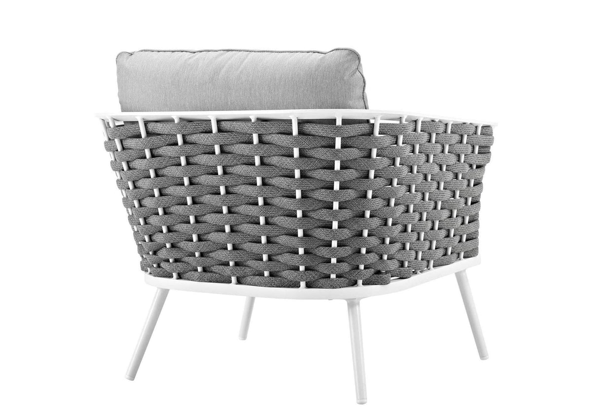 EEI-3054-WHI-GRY Stance Outdoor Patio Aluminum Armchair By Modway
