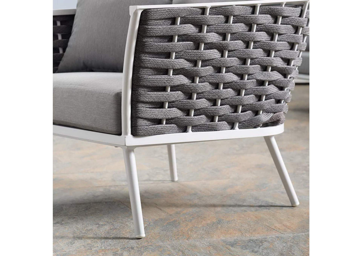 EEI-3054-WHI-GRY Stance Outdoor Patio Aluminum Armchair By Modway