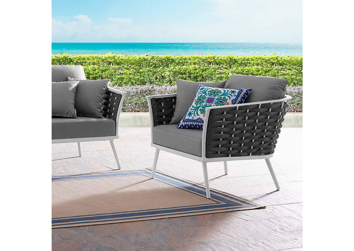 EEI-3054-WHI-GRY Stance Outdoor Patio Aluminum Armchair By Modway