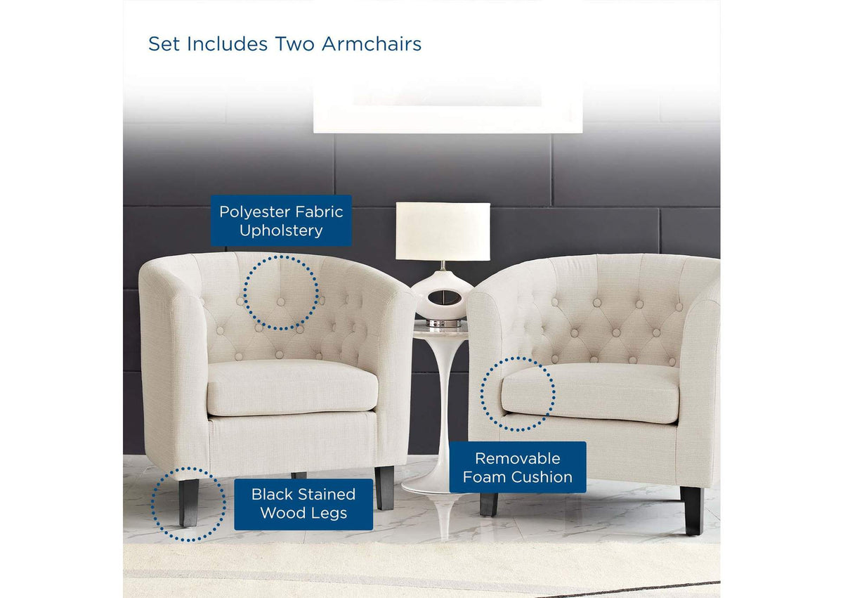 EEI-3150-BEI-SET Prospect 2 Piece Upholstered Fabric Armchair Set By Modway