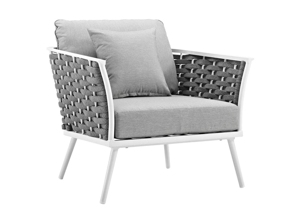 EEI-3162-WHI-GRY-SET Stance Outdoor Patio Aluminum Armchair Set Of 2 By Modway