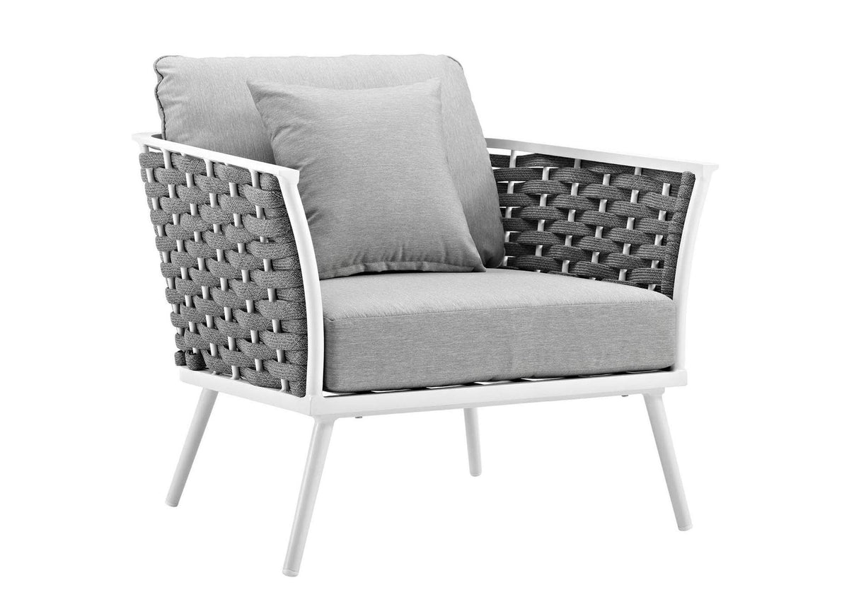 EEI-3162-WHI-GRY-SET Stance Outdoor Patio Aluminum Armchair Set Of 2 By Modway