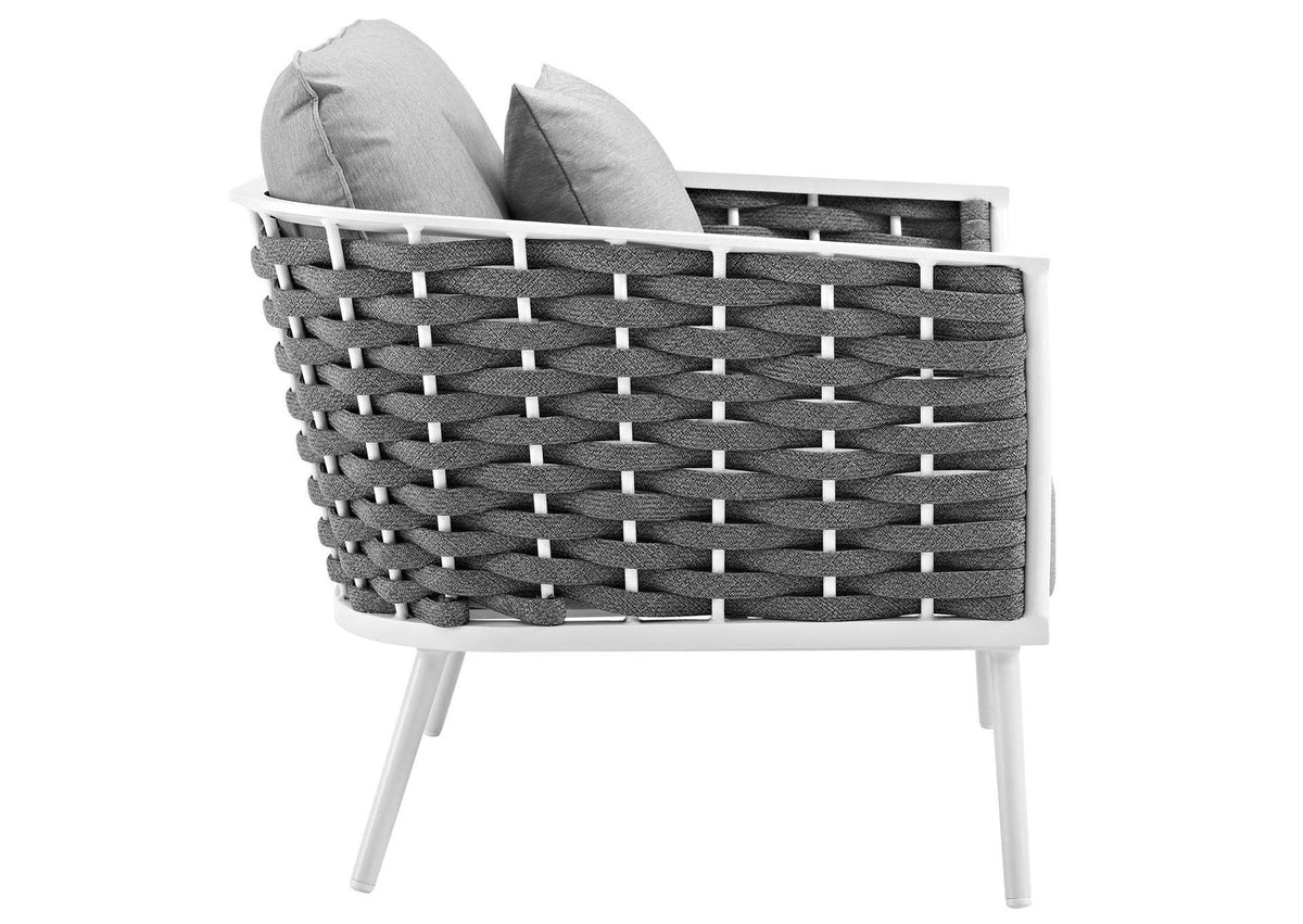 EEI-3162-WHI-GRY-SET Stance Outdoor Patio Aluminum Armchair Set Of 2 By Modway