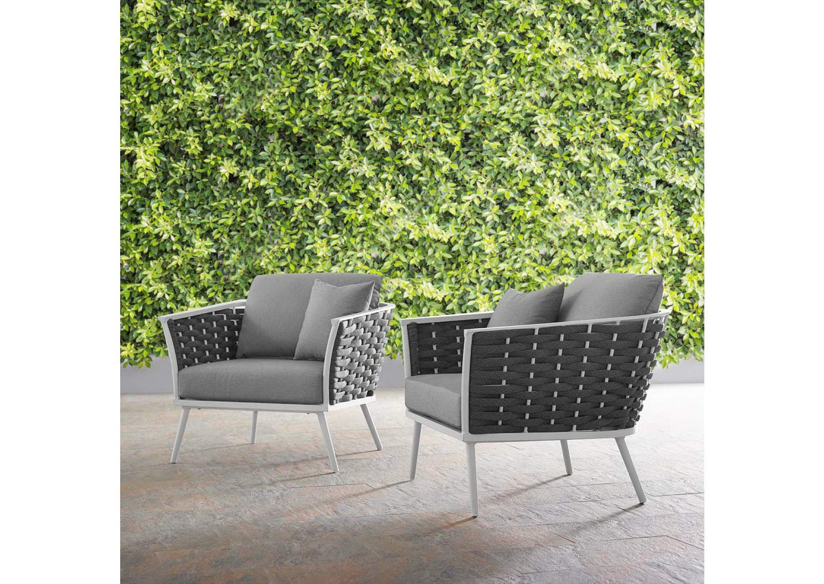 EEI-3162-WHI-GRY-SET Stance Outdoor Patio Aluminum Armchair Set Of 2 By Modway