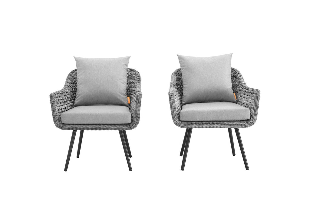 EEI-3176-GRY-GRY-SET Endeavor Outdoor Patio Wicker Rattan Armchair Set Of 2 By Modway
