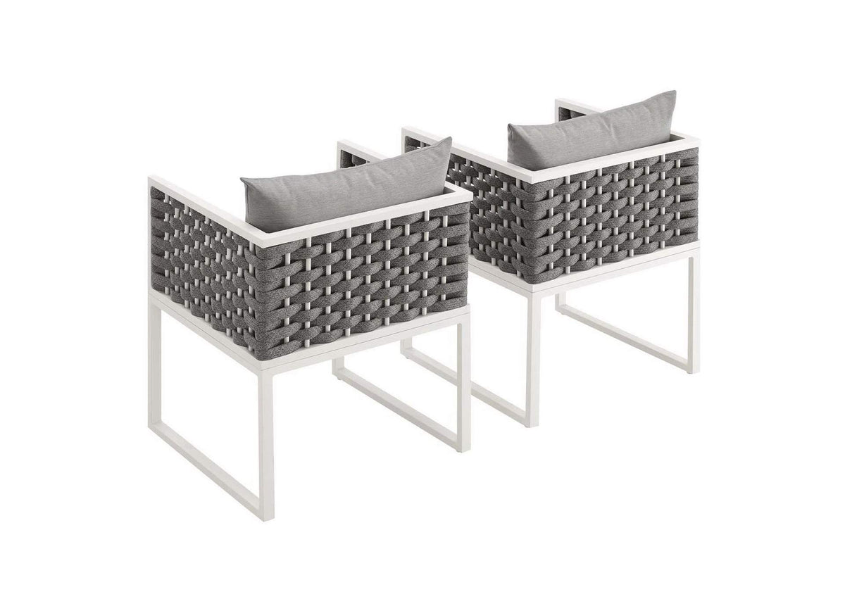EEI-3183-WHI-GRY-SET Stance Outdoor Patio Aluminum Dining Armchair Set Of 2 By Modway